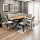 Knutsford Ash Veneer Dining Table with Westley Corner Bench and Manuelle Chairs - Pendle Village Furniture